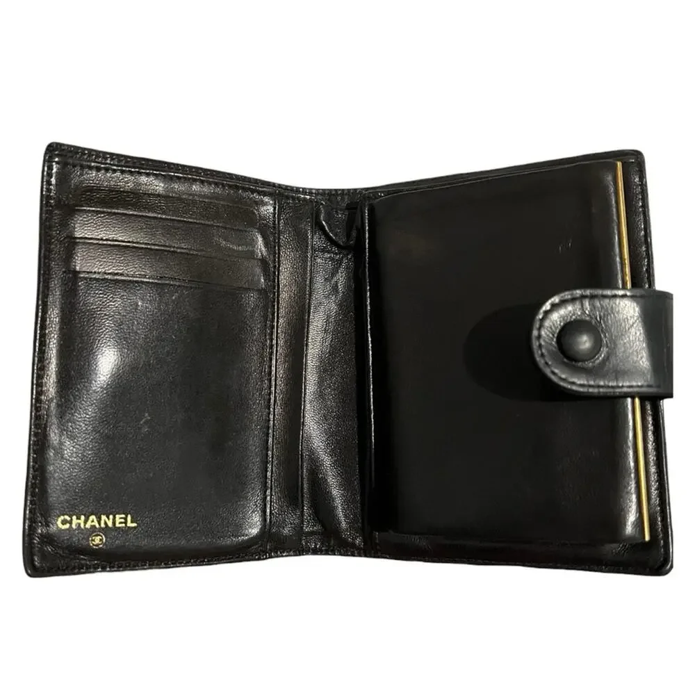 CHANEL Timeless CC Black Lambskin Kisslock Bifold Wallet